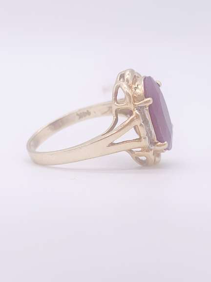 14kt Gold Ruby & Diamond Halo Ring
