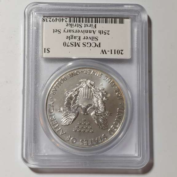 2011 W PCGS MS 70 Mercanti Signed First Strike Silver Eagle