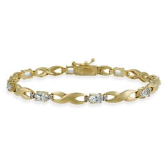 18K Gold over Sterling Silver 4.5ct Blue Topaz & Diamond Accent Infinity Bracelet