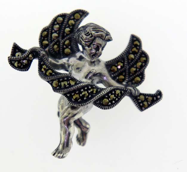 Sterling Silver Judith Jack Marcasite Angel Pin