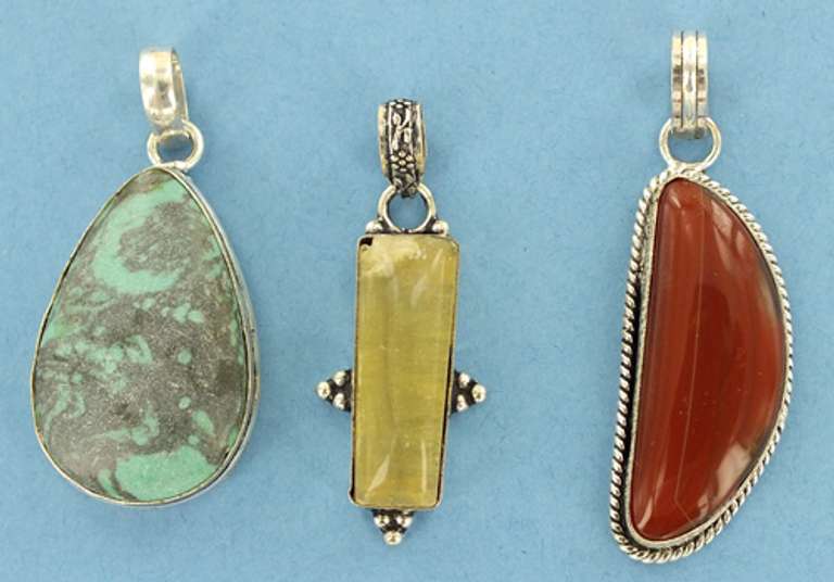 Silver and Natural Stone Pendants