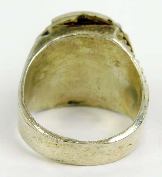 Heavy Sterling Ring with Watch Movement, 10.75