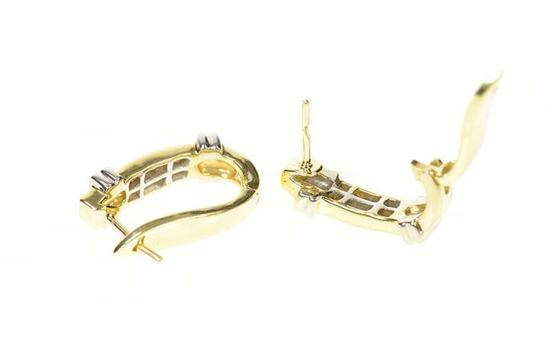 14K Yellow Gold 0.60 Ctw Princess Diamond Oval Hoop Earrings