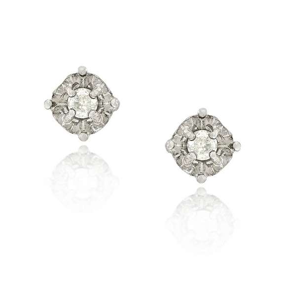 Sterling Silver 1/8ct Diamond Round Stud Earrings