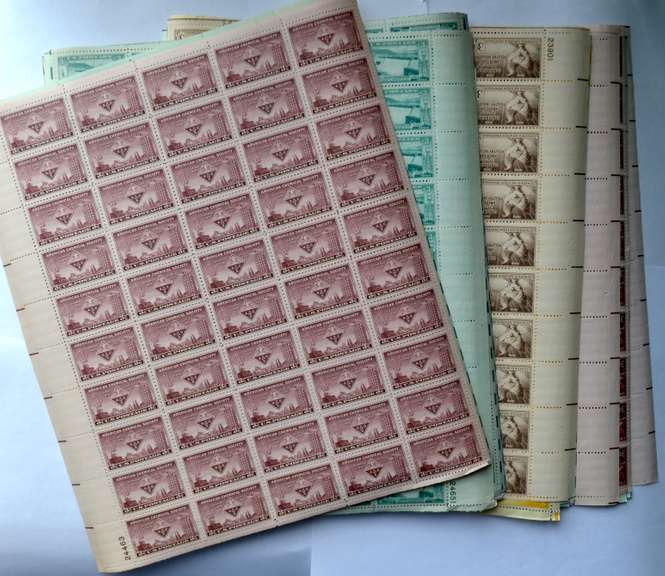 30 Mint 3 Cent US Comm Stamp Sheets 1940-50 Era
