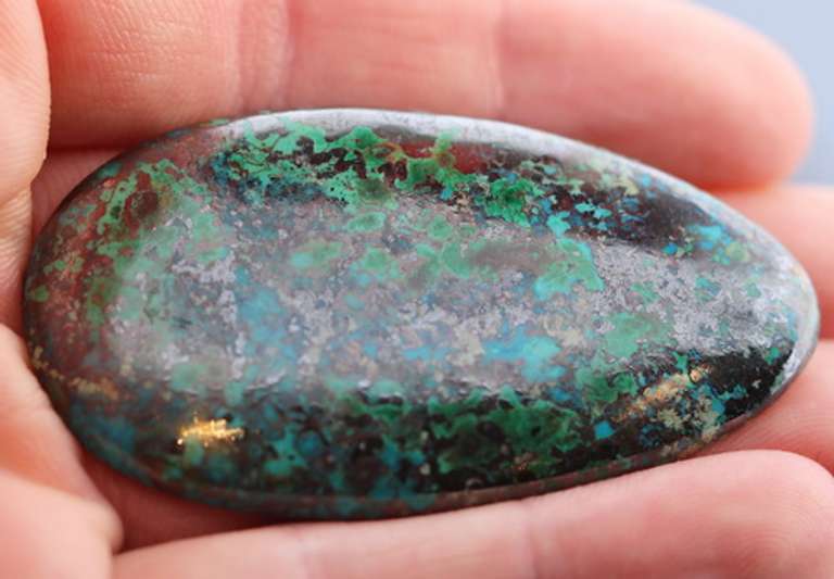 Striking 94.46ct Chrysocolla and Malachite cabochon