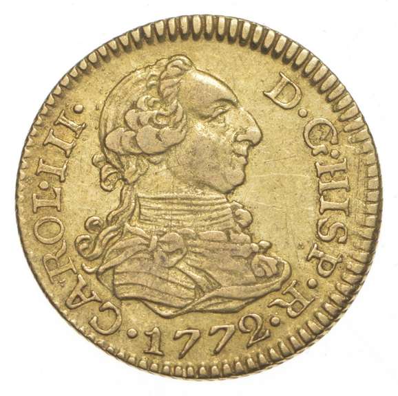 1772 Spain 1/2 Escudo Gold Coin