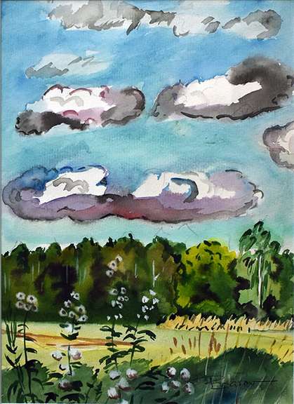 Original Nikolay Basov Watercolor On Paper