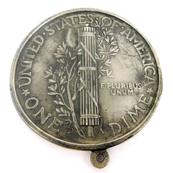 Heavy Pewter 3 Inch 1916 Oversized Dime