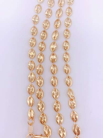 18kt Gold Plated Puff Mariner Chain Necklace- 18 Inches
