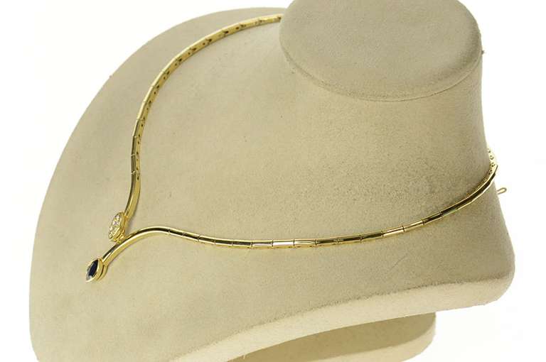 14K Yellow Gold 1.09 Ctw Marquise Sapphire Diamond Wrap Necklace