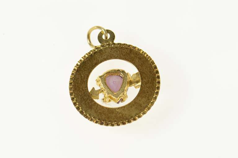 14K Yellow Gold My Valentine Retro 1960's Sim. Amethyst Pendant