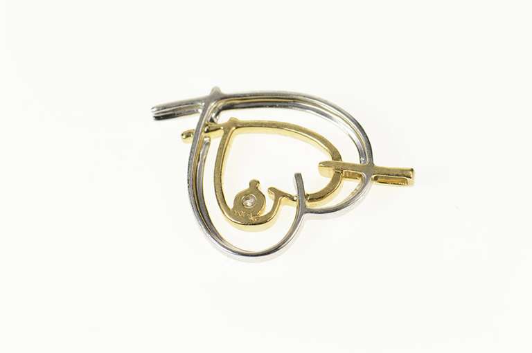 10K White Gold Two Tone Diamond Heart Love Symbol Pendant