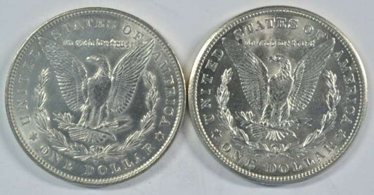 Lustrous BU 1904-O and 1921-S Morgan Silver Dollars