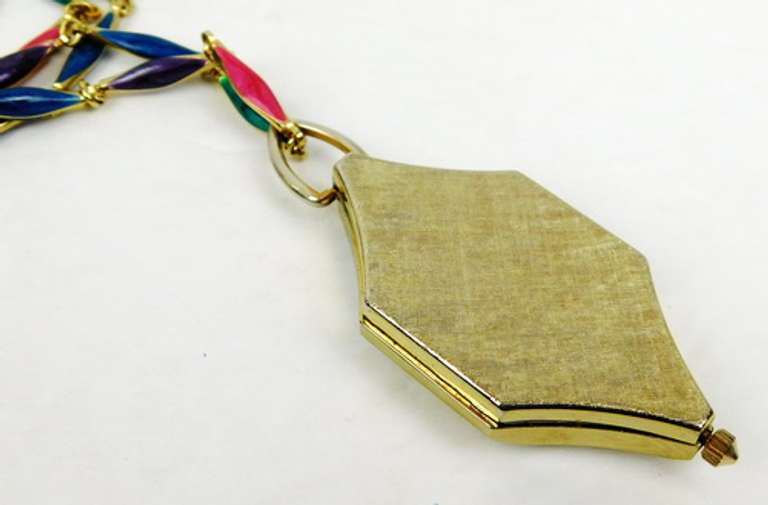 Vintage Schiaparelli Pendant Watch & Chain, Runs