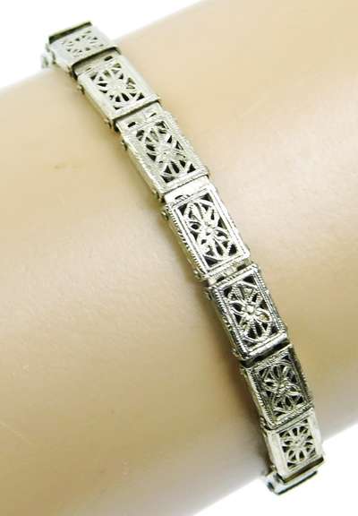 Antique White Gold-Filled Pre-Teen Locket Bracelet