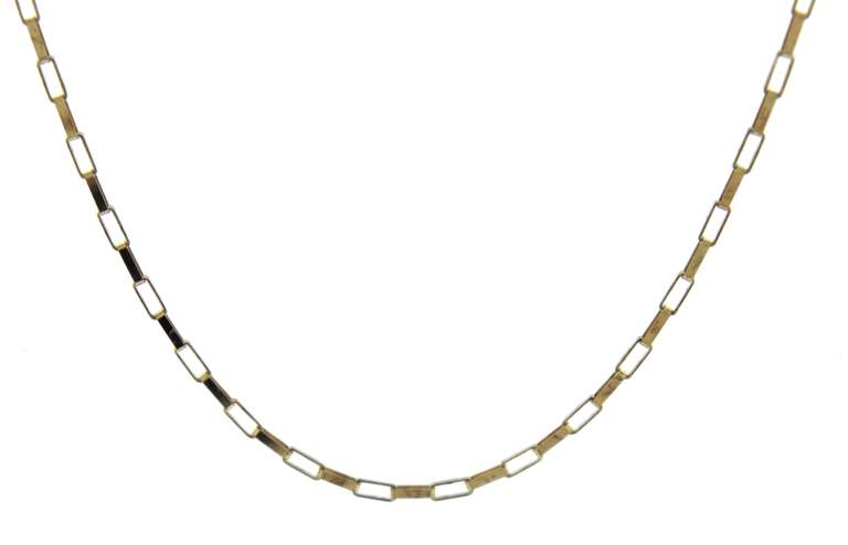 Simple Yellow Gold Fancy Box Chain Necklace