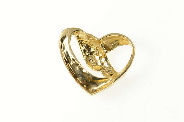 14K Yellow Gold Diamond Inset Curvy Heart Love Symbol Slide Pendant
