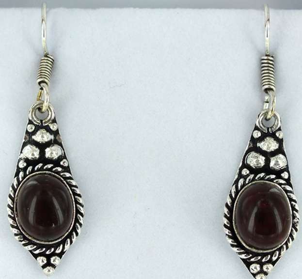 Silver and Natural Stone Earrings