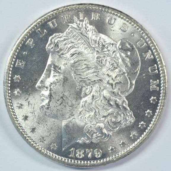 Blazing-white Choice BU 1879-S Morgan Silver Dollar