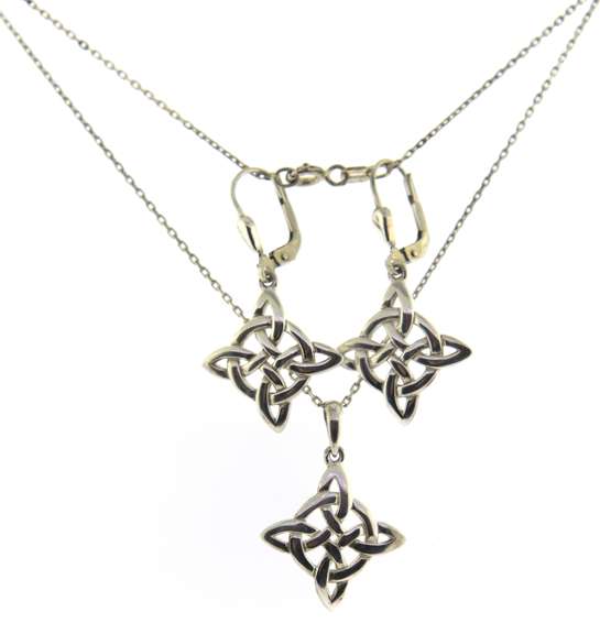 Set of Celtic Knot Pendant and Earrings
