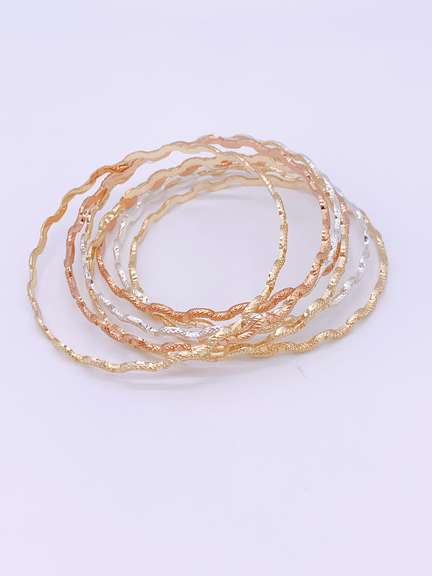 18kt Gold Plated Bangle Bracelet Semanario Set