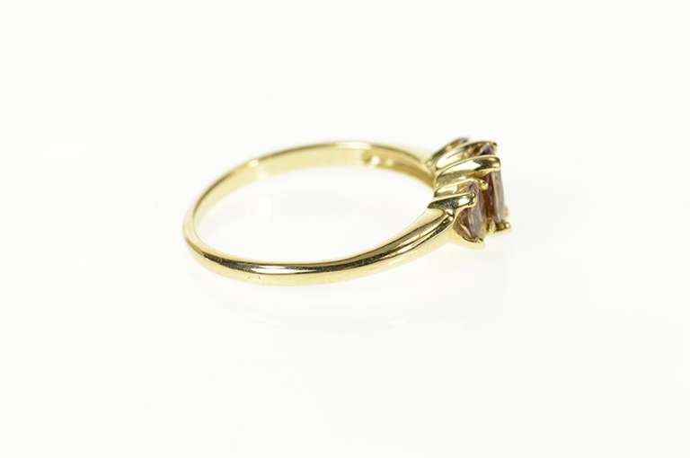 14K Yellow Gold Brown Green Color Change Garnet Three Stone Ring