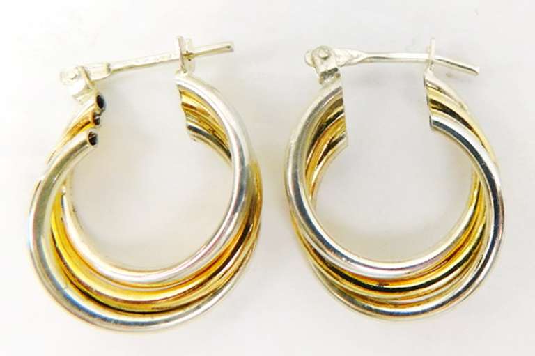 2 Pairs of Sterling 2-Tone Pierced Earrings