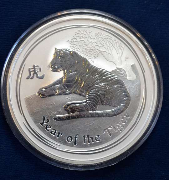 2010 Australia Year of the Tiger 2 OZ Silver Coin