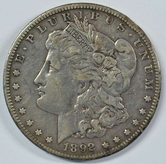 Very sharp 1892-S Morgan Silver Dollar in XF. Key date