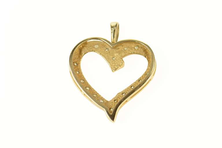 10K Yellow Gold Classic Simple Diamond Heart Love Symbol Pendant
