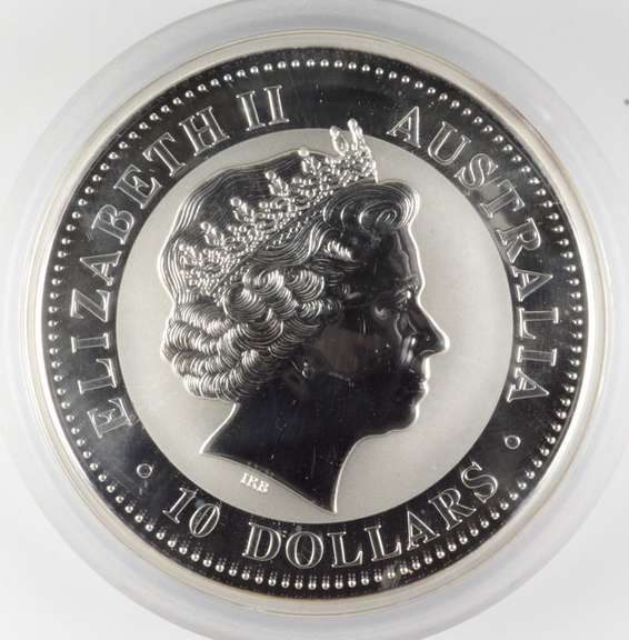 2000 Australia 10 Dollars - 10 Oz. .999 Fine Silver Kookaburra