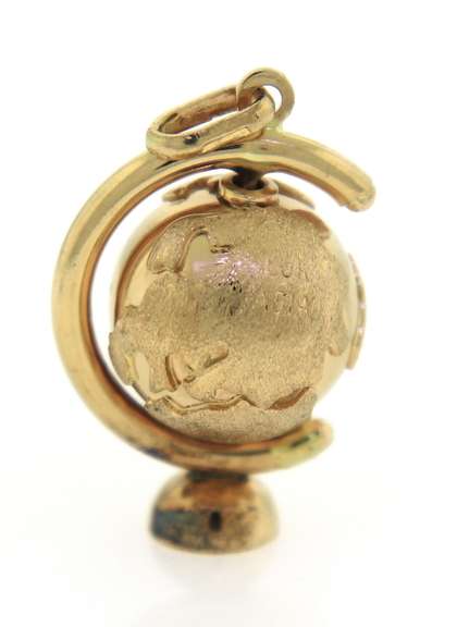 Cute Yellow Gold Globe Charm