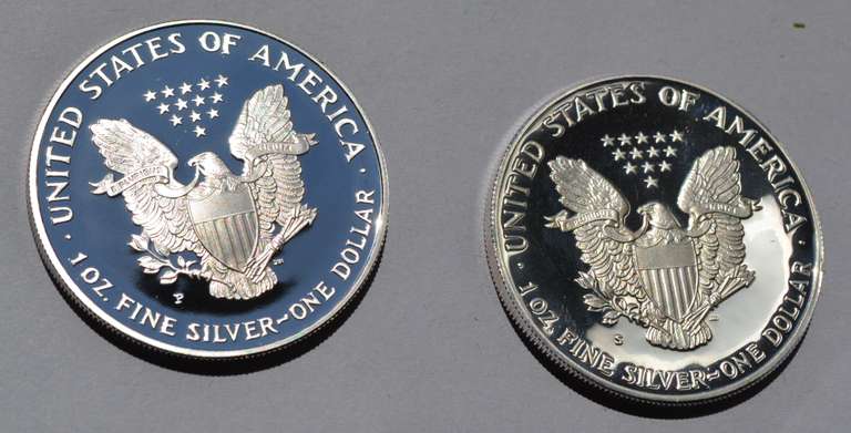 1987 S & 1998 Silver Eagles With Box Paper