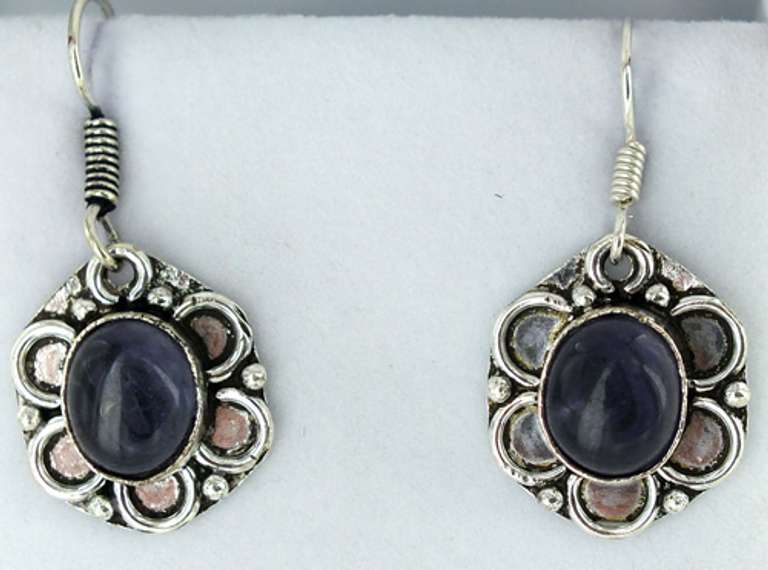 Silver and Natural Stone Earrings