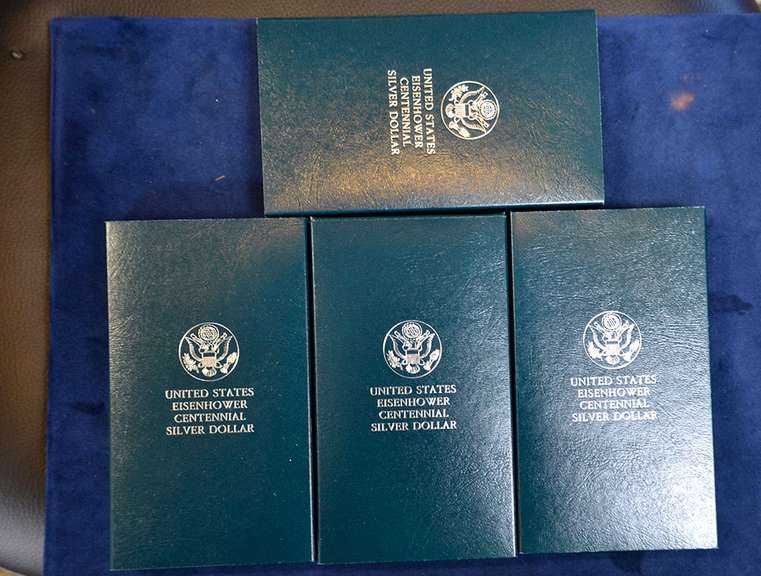 Lot OF 4 Eisenhower Proof Silver Dollars in OGP