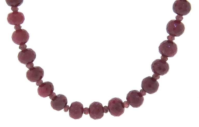 Great Natural Briolette Cut Rubies Necklace