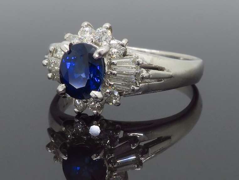 Platinum Sapphire & Diamond Ballerina Ring