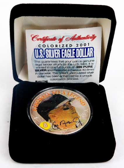 Cal Ripken, Jr 2001 .999 Silver Eagle Colorized Coin