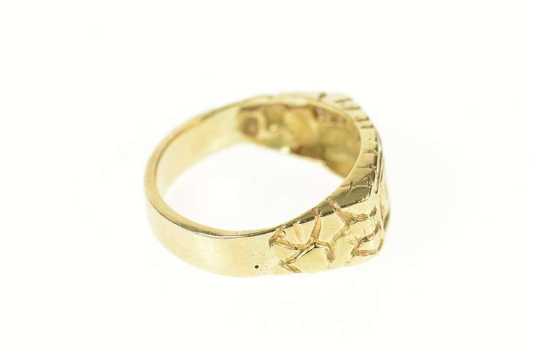 10K Yellow Gold Textured Nugget Dad Father's Day Diamond Ring