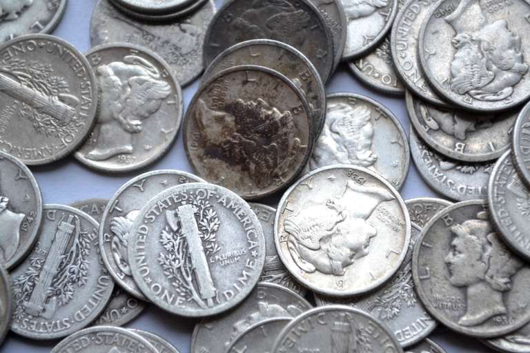 50 Assorted Mercury Dimes