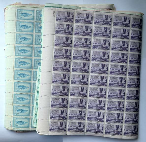 30 Mint 3 Cent US Comm Stamp Sheets 1940-50 Era