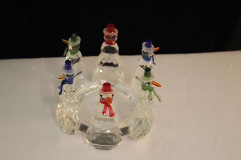Crystal Snowman Pillar Candleholder