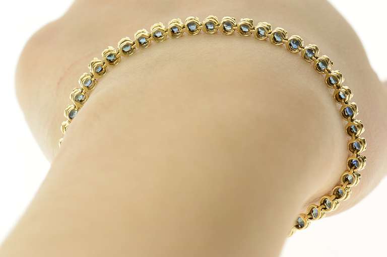 14K Yellow Gold Natural Sapphire Classic Tennis Bracelet