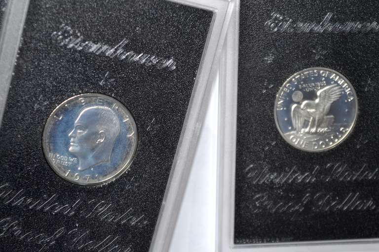 4 1971 S & 1974 S  Proof Ike Silver Dollars