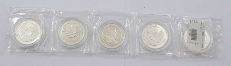 Lot (5) 1999 China 10 Yuan - 1 Oz .999 Fine Silver Pandas