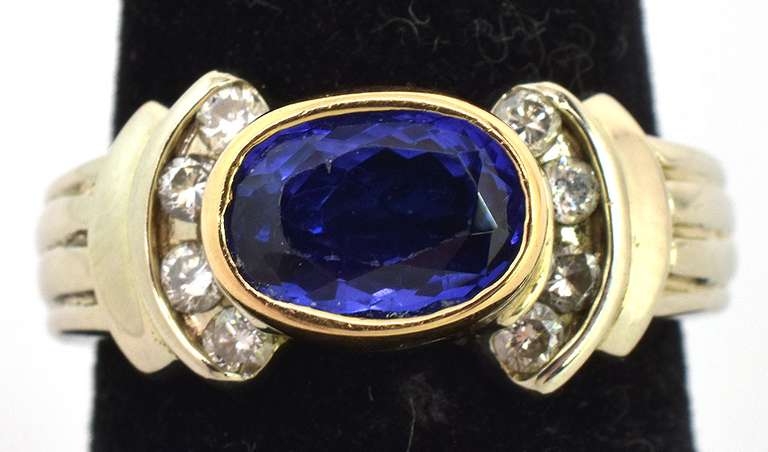 Lavish Tanzanite & Diamond Ring in 18KT 2-Tone Gold