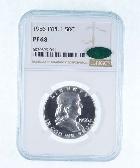 PF68 1956 Franklin Half Dollar - Type 1 - CAC - Graded NGC