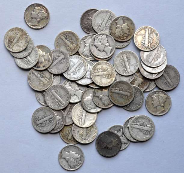 50 Assorted Mercury Dimes