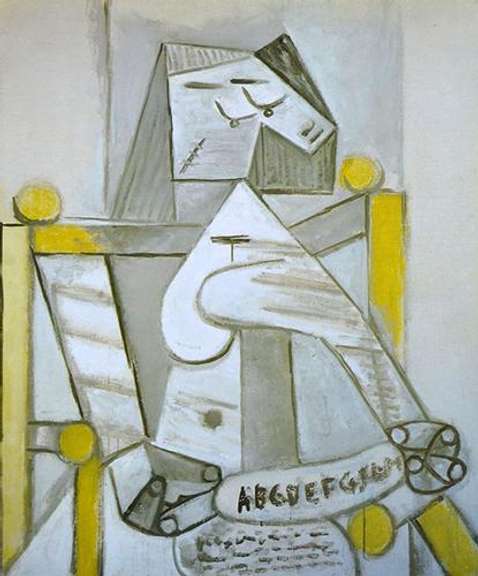 Pablo Picasso, Seated Woman With Spellingbook
